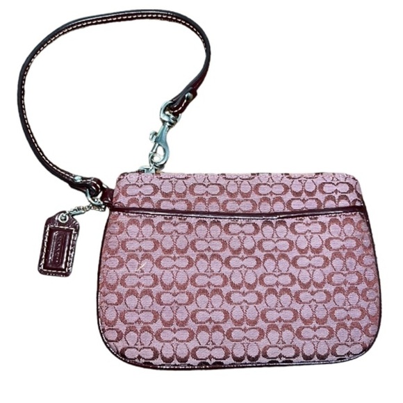 Coach Maroon/Purple Signature Logo Wristlet - Picture 1 of 8